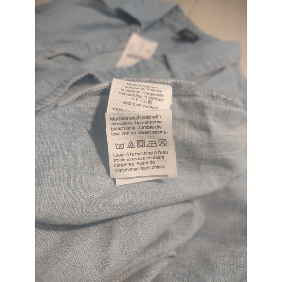 J. Crew Denim Chambray Long Sleeve Blouse Size L Casual, Lightweight, Breathable - Picture 8 of 9